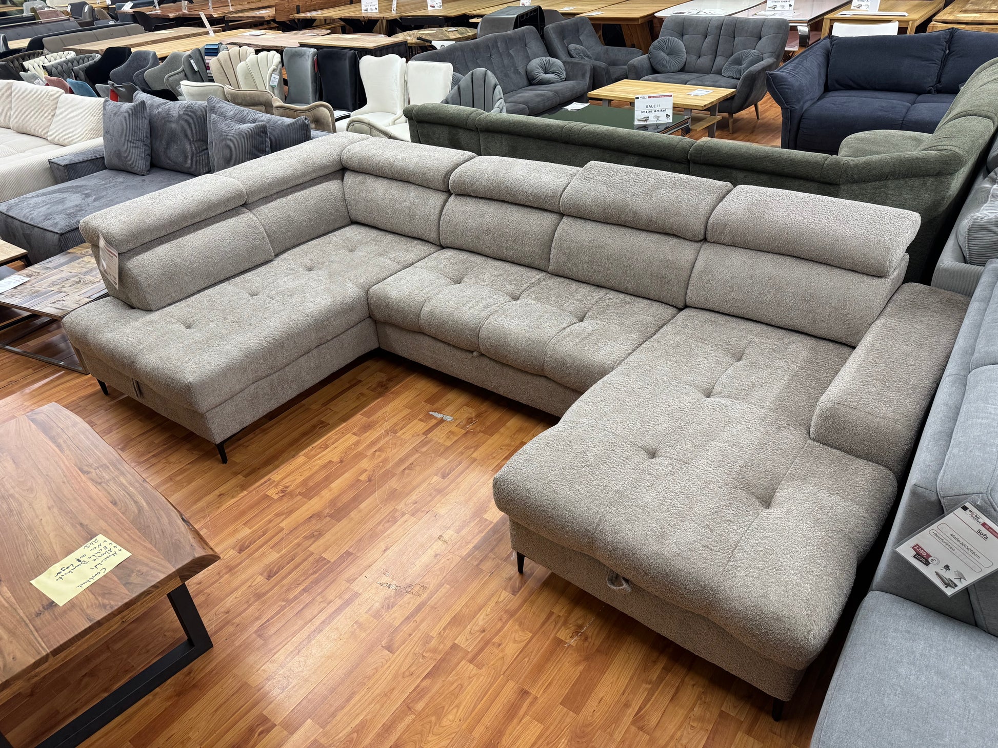 Wohnlandschaft Sofa Couch +Bettfunktion +Stauraum +Kopftteilverstellun – möbel-outlet-24